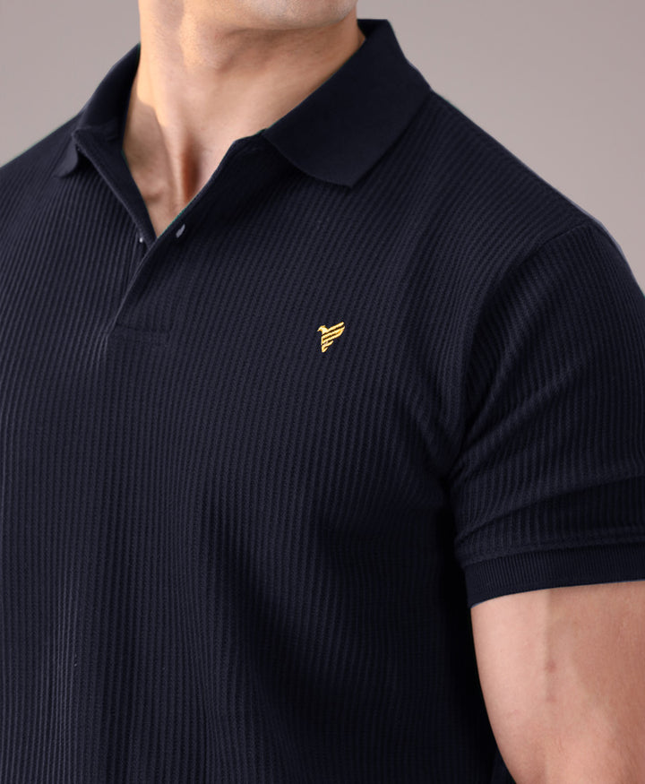 Navy Waffle Knit POLO