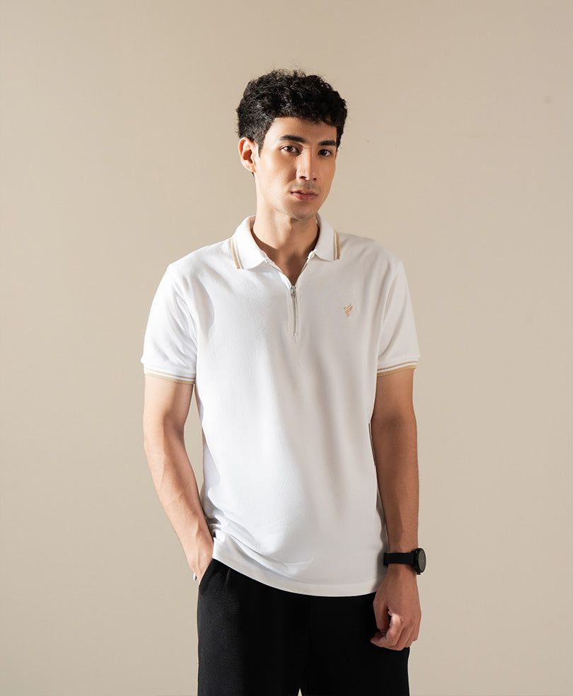 White Classic Zip POLO