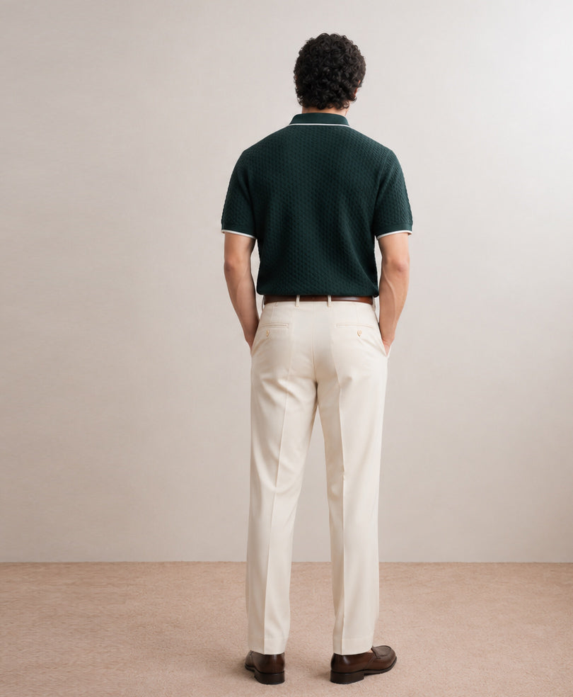 Chain Knit POLO Cardigan Forest Green