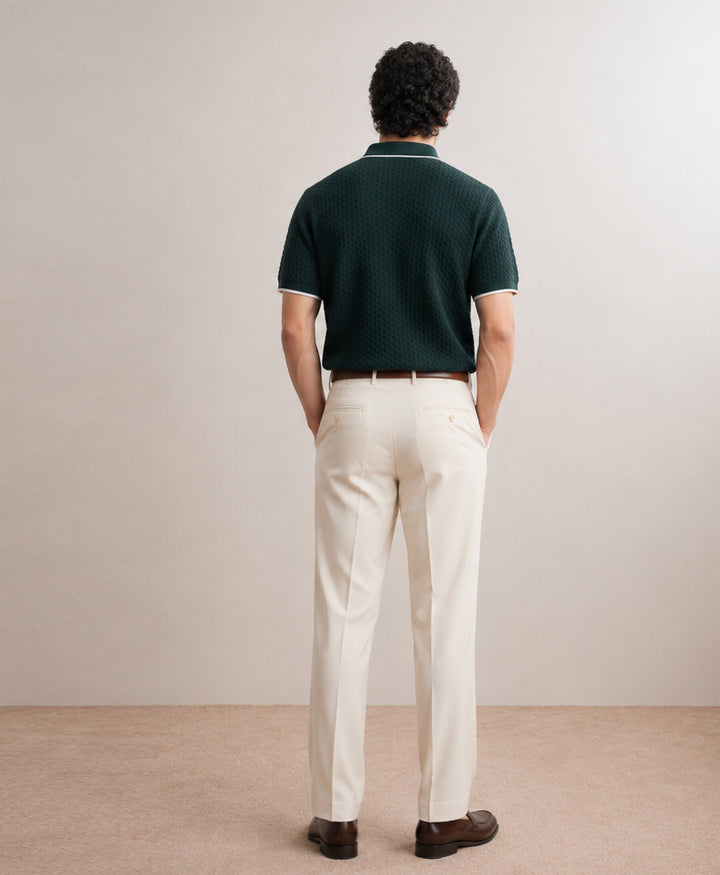 Chain Knit POLO Cardigan Forest Green