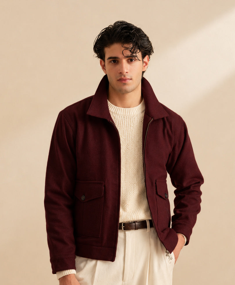 Modern Minimal Jacket Maroon