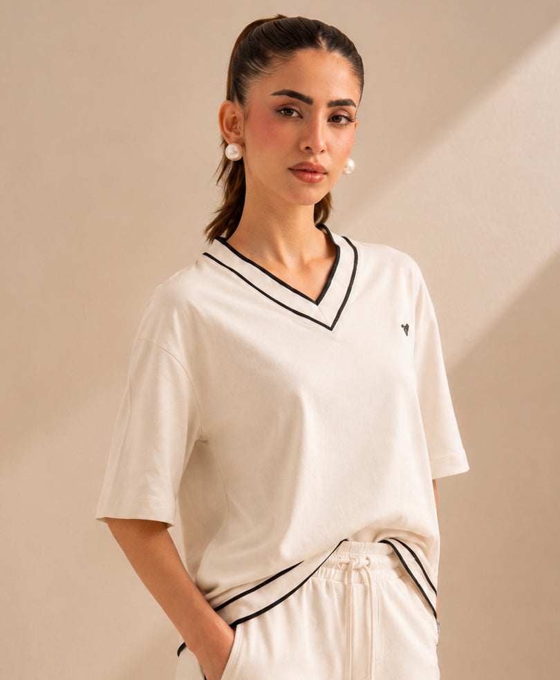 Vintage Contrast Relaxed POLO (Women)
