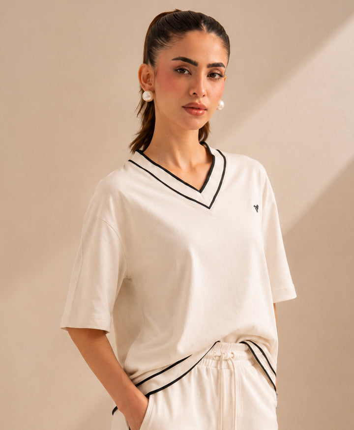 Vintage Contrast Relaxed POLO (Women)
