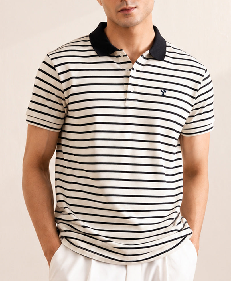 Cream Heritage Striped POLO