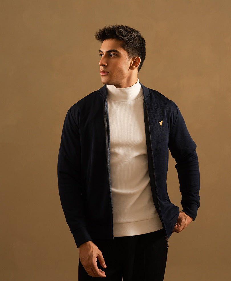 Navy Textured Jacket