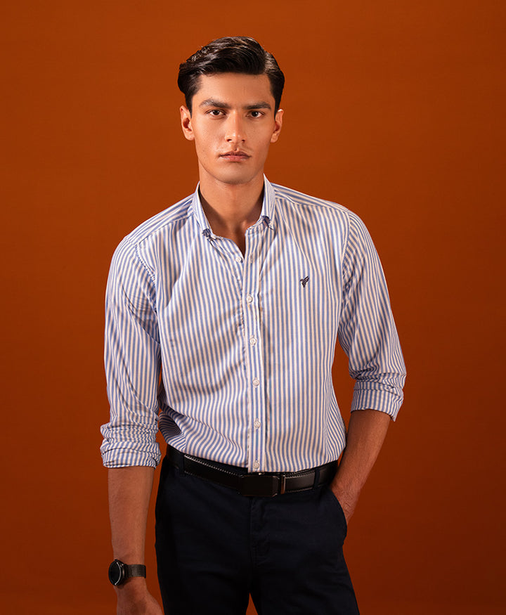 Blue Stripe Shirt (Slim / Modern Fit)