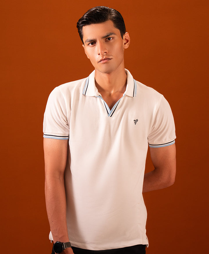 White V Neck POLO