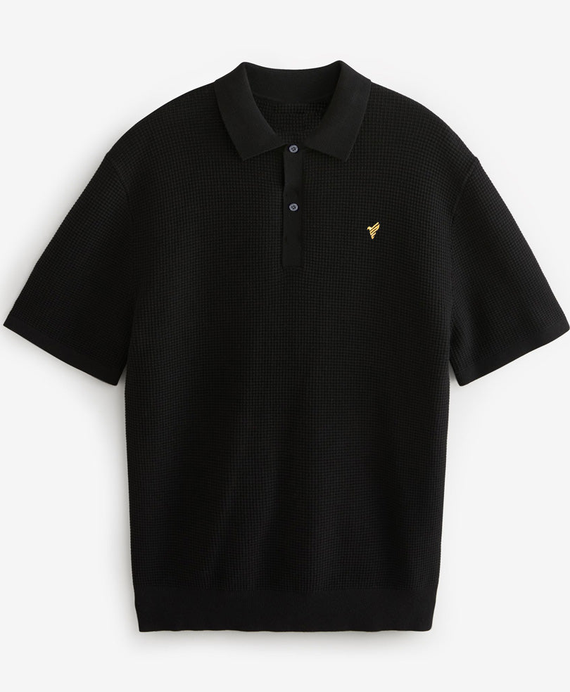 Black Waffle Knit POLO