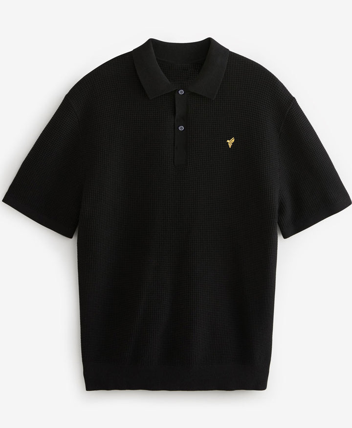 Black Waffle Knit POLO