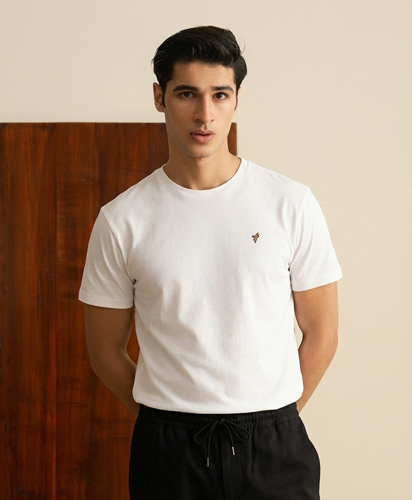 White Basic Crew - Brown