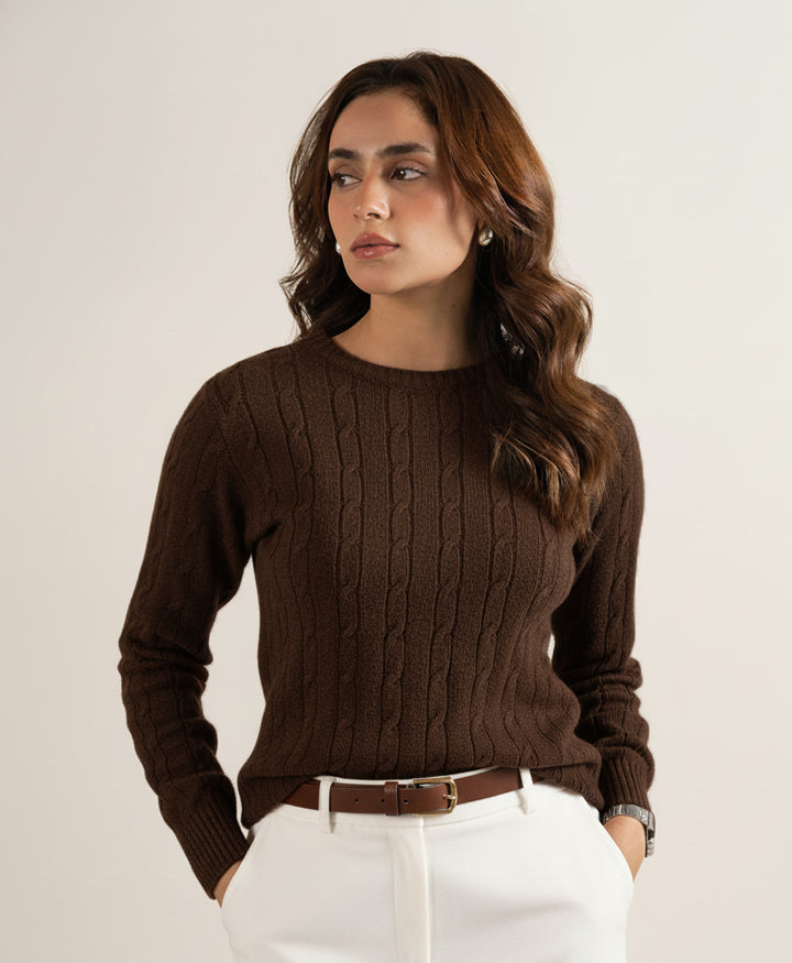 Chocolate Cable Knit Sweater (Women)