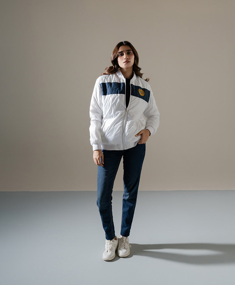 White Sports Bomber Jacket (Women)