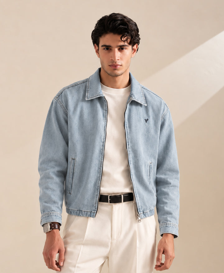 Utility Denim Bomber Jacket