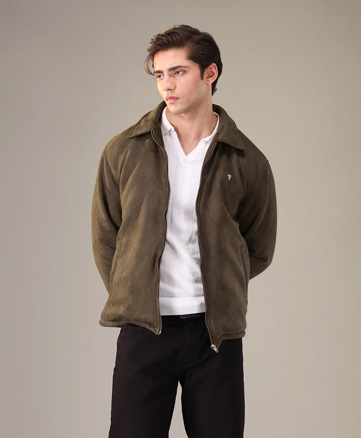 Olive Suede Flight Jacket