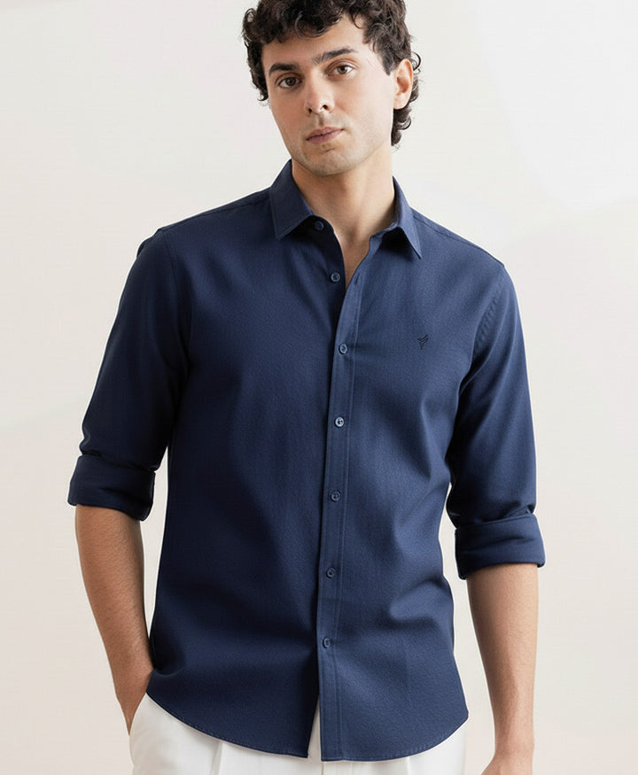 Navy Structure Shirt (Slim Fit)