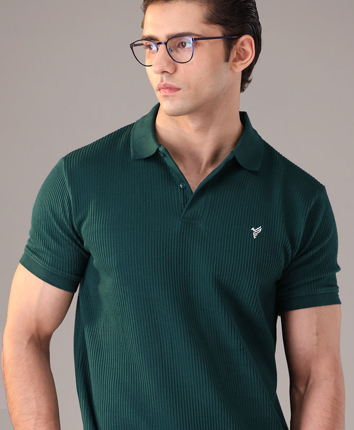 Green Forest Waffle Knit POLO