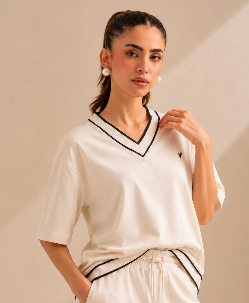 Vintage Contrast Relaxed POLO (Women)