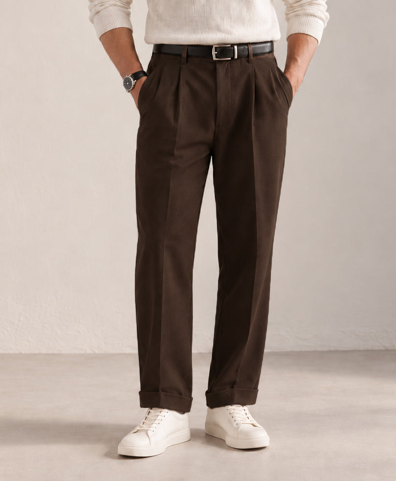Chocolate Pleated Trouser Pants