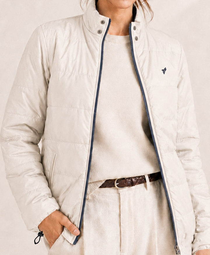 OFF White & Navy Reversible Quilted Jacket (Women)