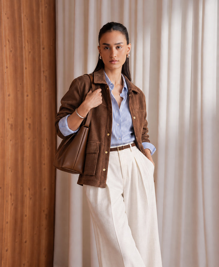 Brown Suede Longline Jacket (Women)