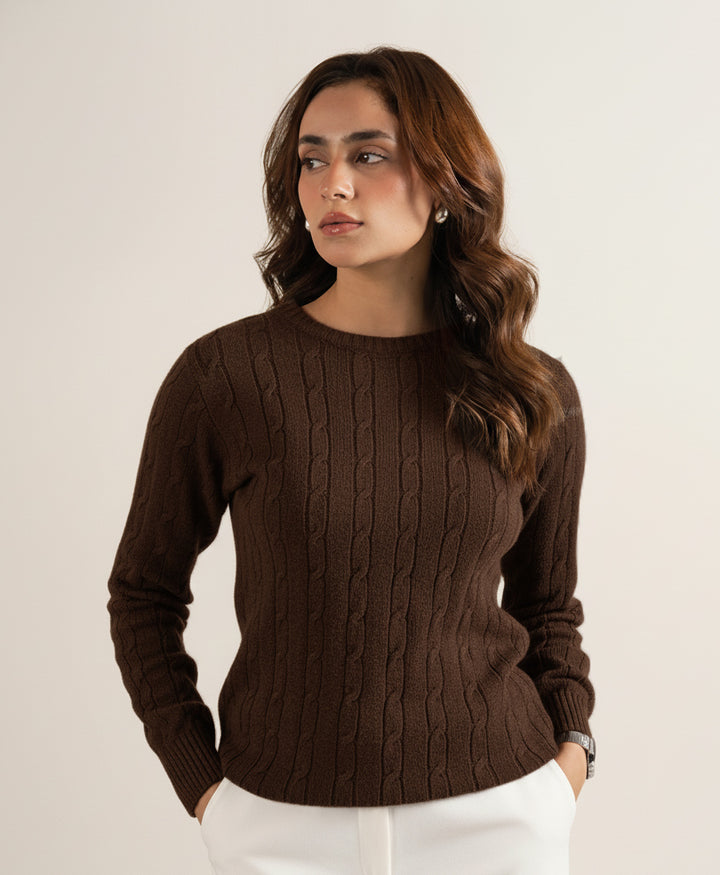 Chocolate Cable Knit Sweater (Women)