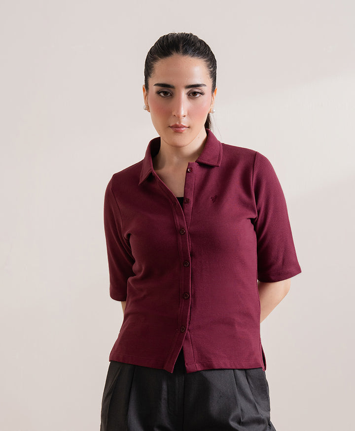 Burgundy Knitted Cardigan POLO (Women)