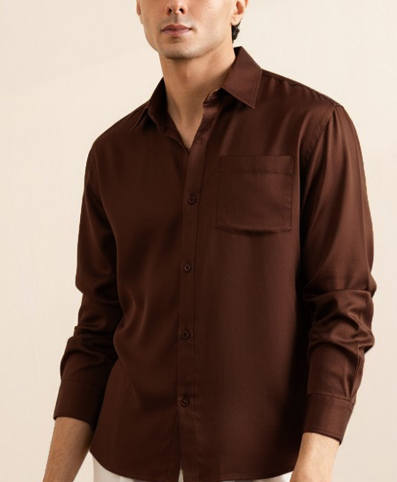 Chocolate Brown Silk Shirt