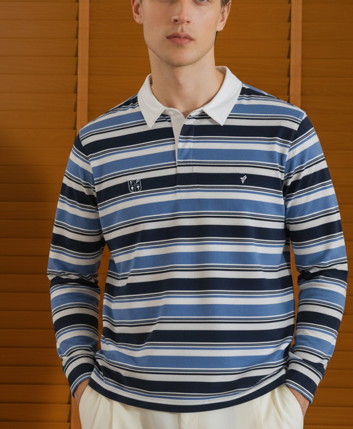 Navy Retro Resort Rugby Shirt