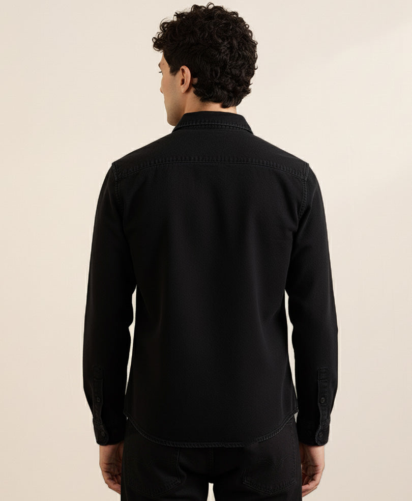 Black Classic Denim Shirt (Regular Fit)