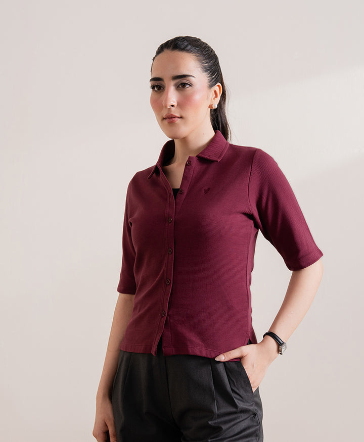 Burgundy Knitted Cardigan POLO (Women)