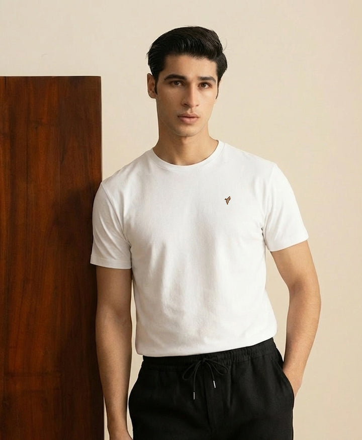 White Basic Crew - Brown