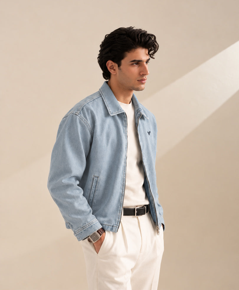 Utility Denim Bomber Jacket