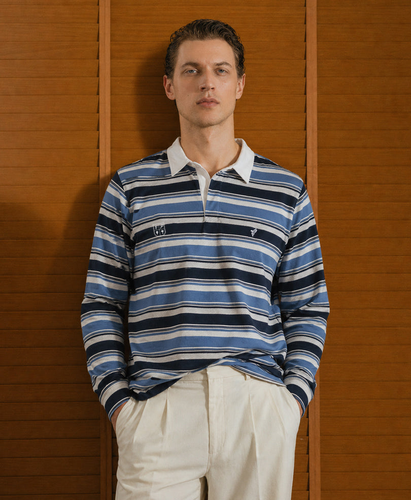 Navy Retro Resort Rugby Shirt