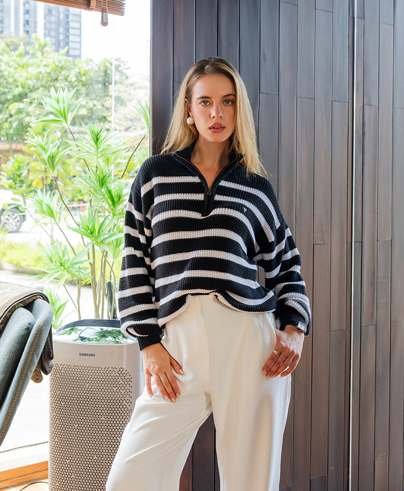 Black & White Striped Sweater (Women)