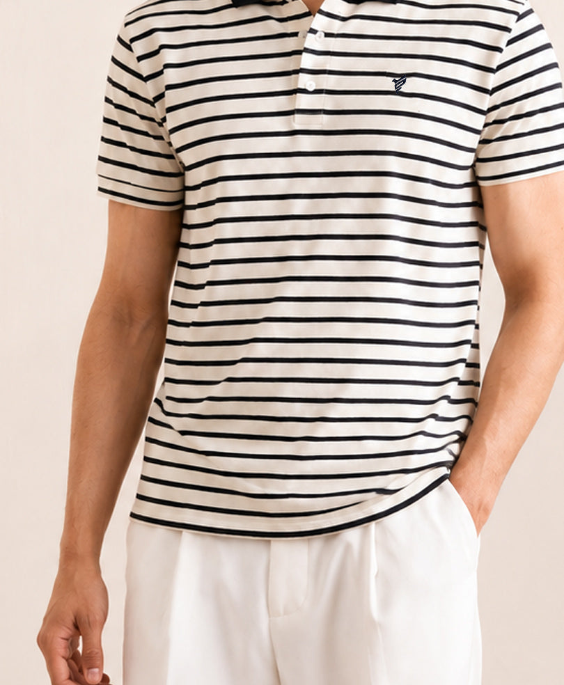 Cream Heritage Striped POLO