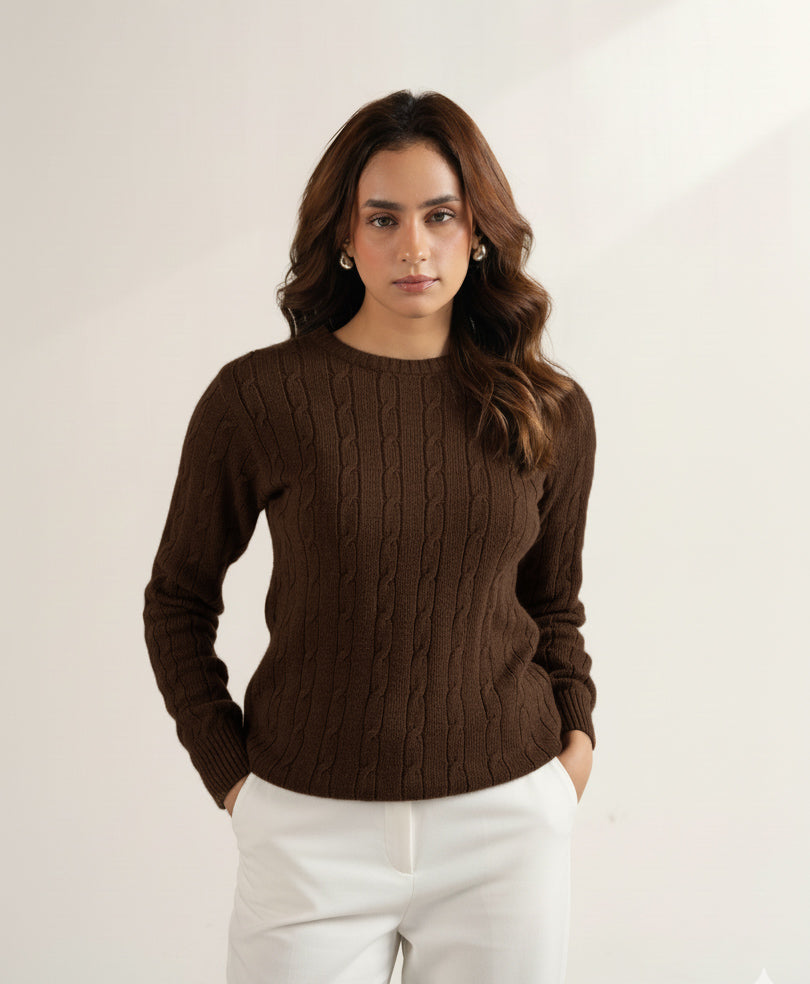 Chocolate Cable Knit Sweater (Women)