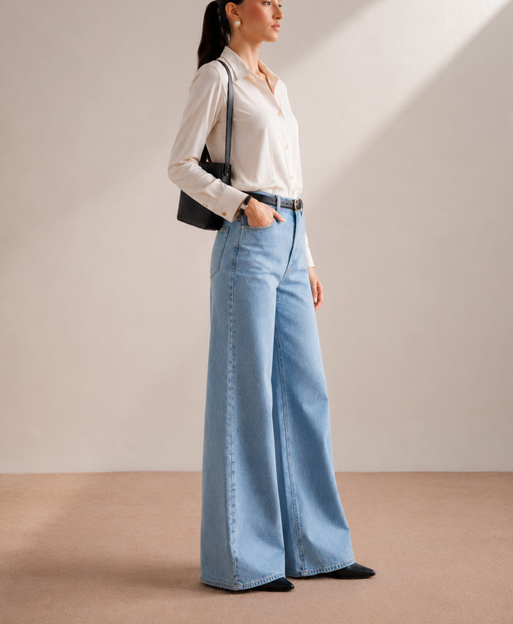 Light Blue Wide Leg Jeans (Women)