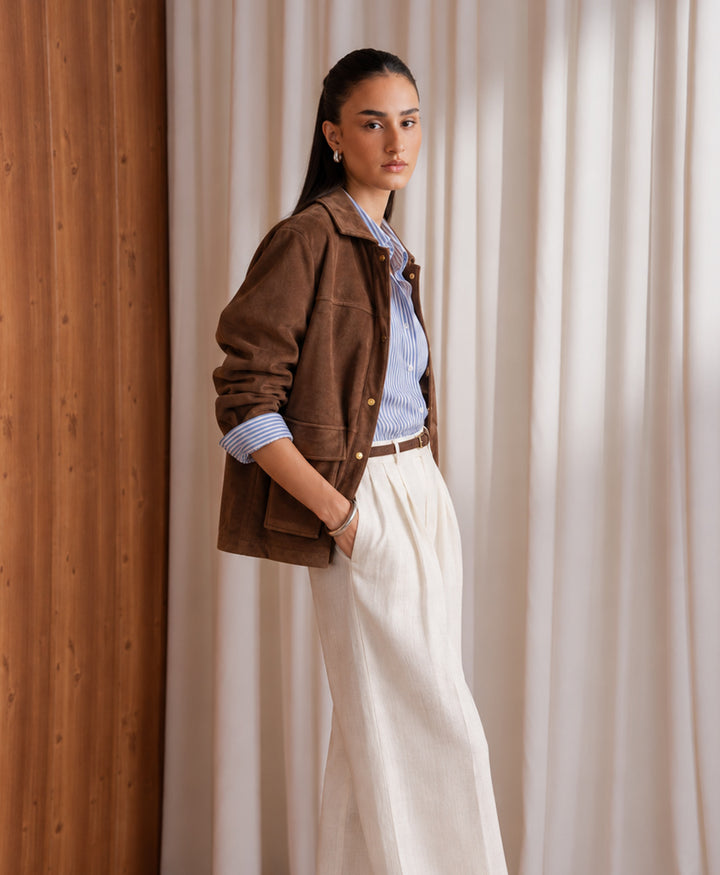 Brown Suede Longline Jacket (Women)