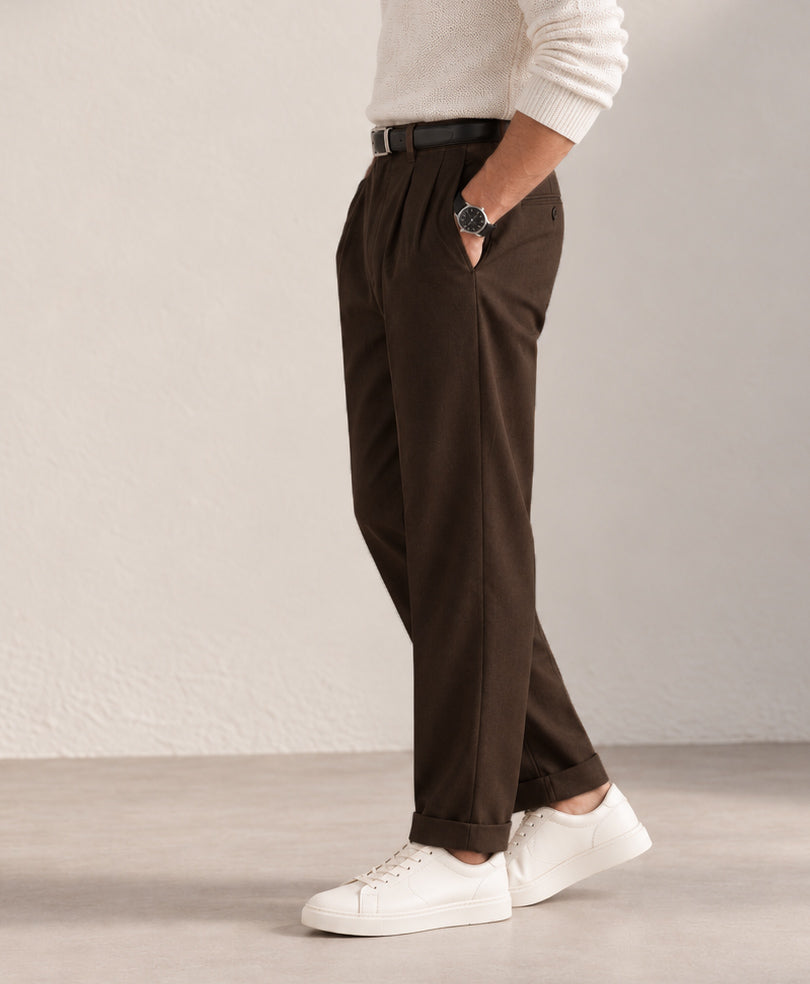 Chocolate Pleated Trouser Pants