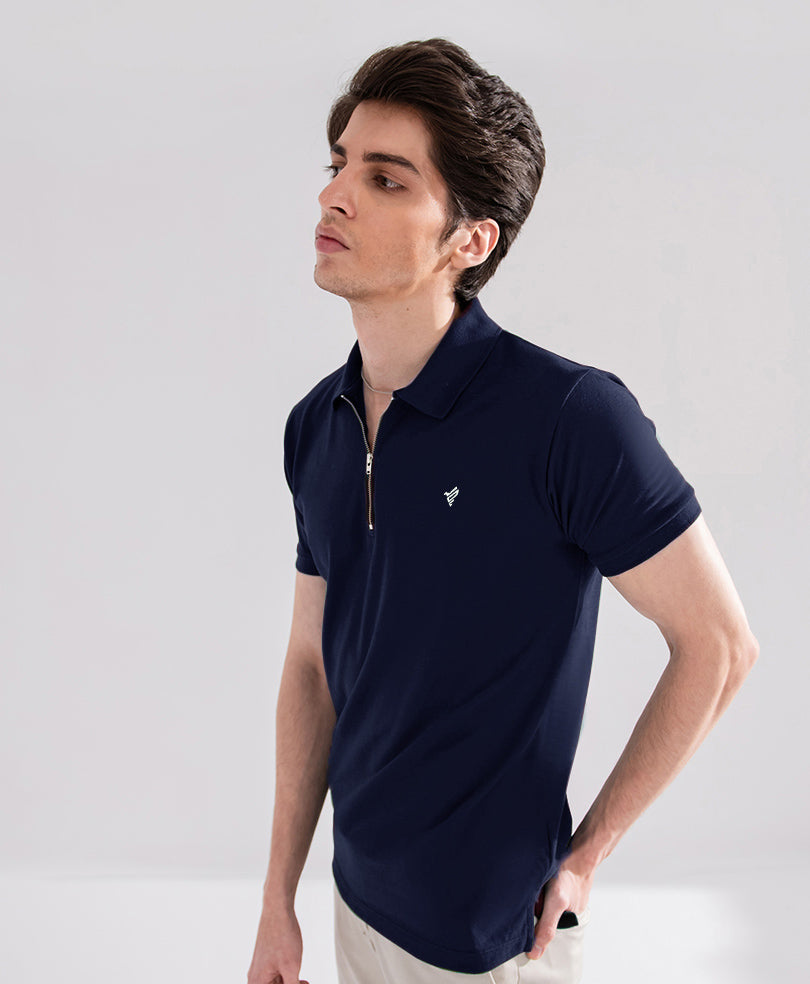 Navy Basic Zip POLO