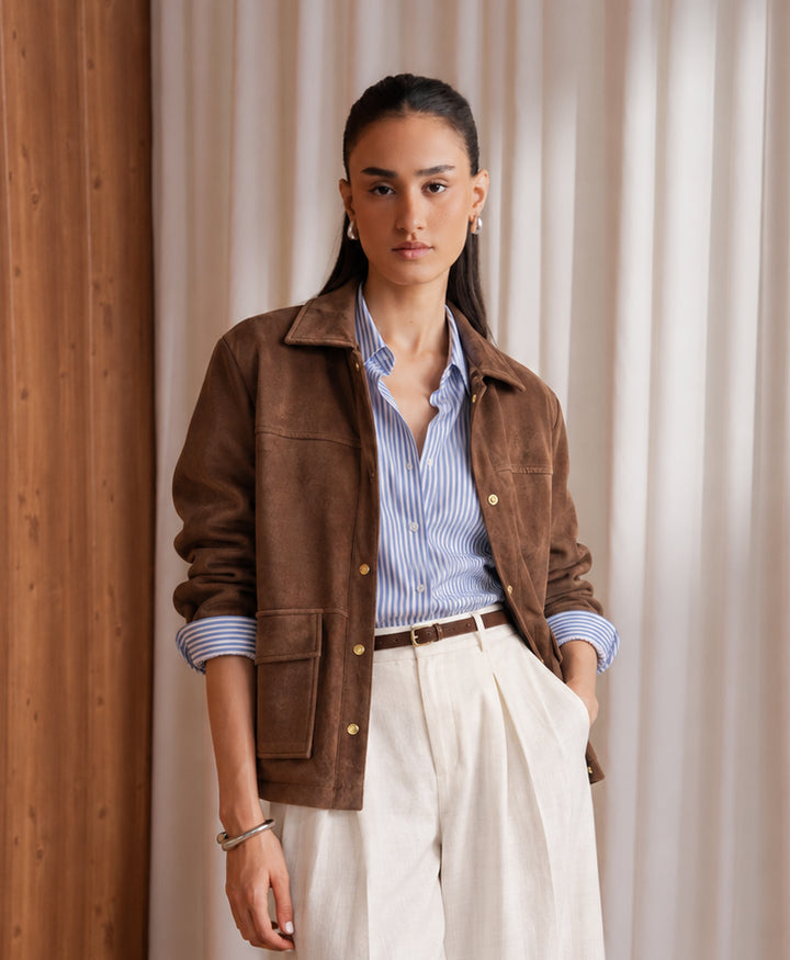 Brown Suede Longline Jacket (Women)