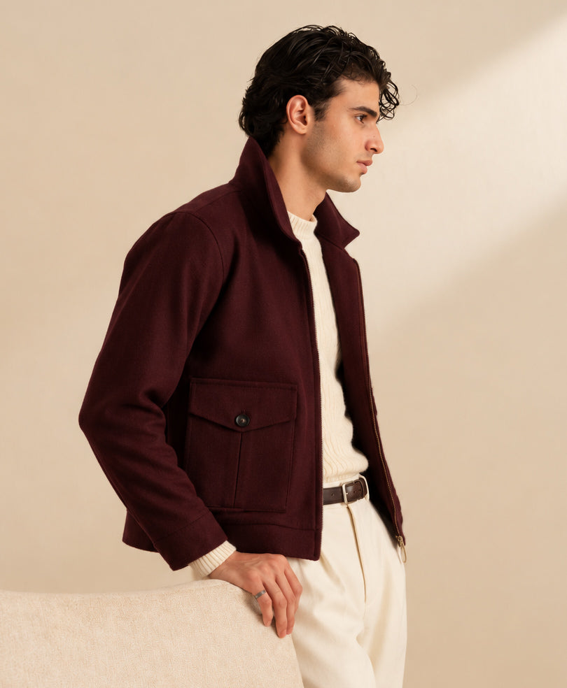 Modern Minimal Jacket Maroon