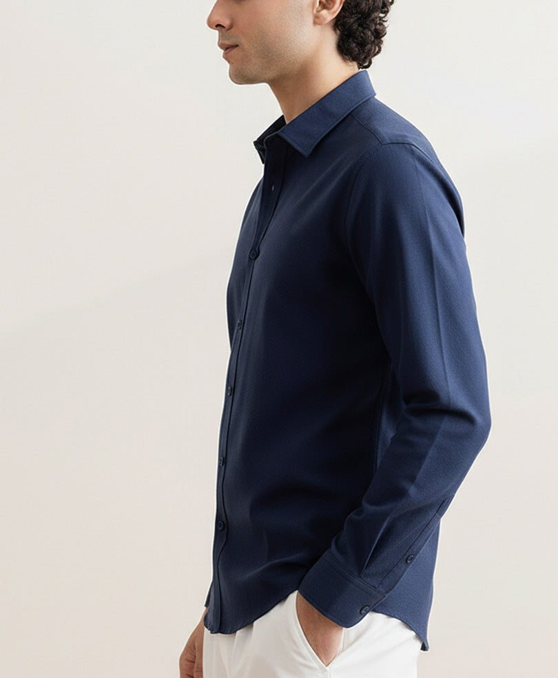 Navy Structure Shirt (Slim Fit)
