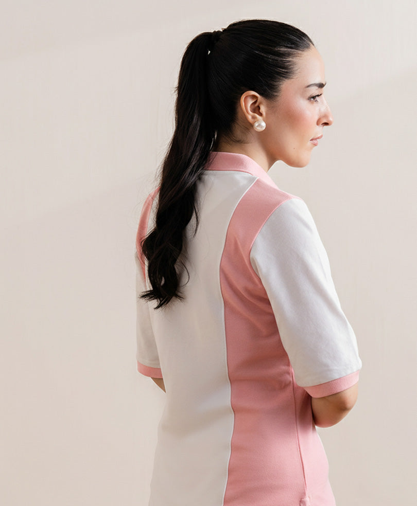 Pink & White Panel POLO (Women)