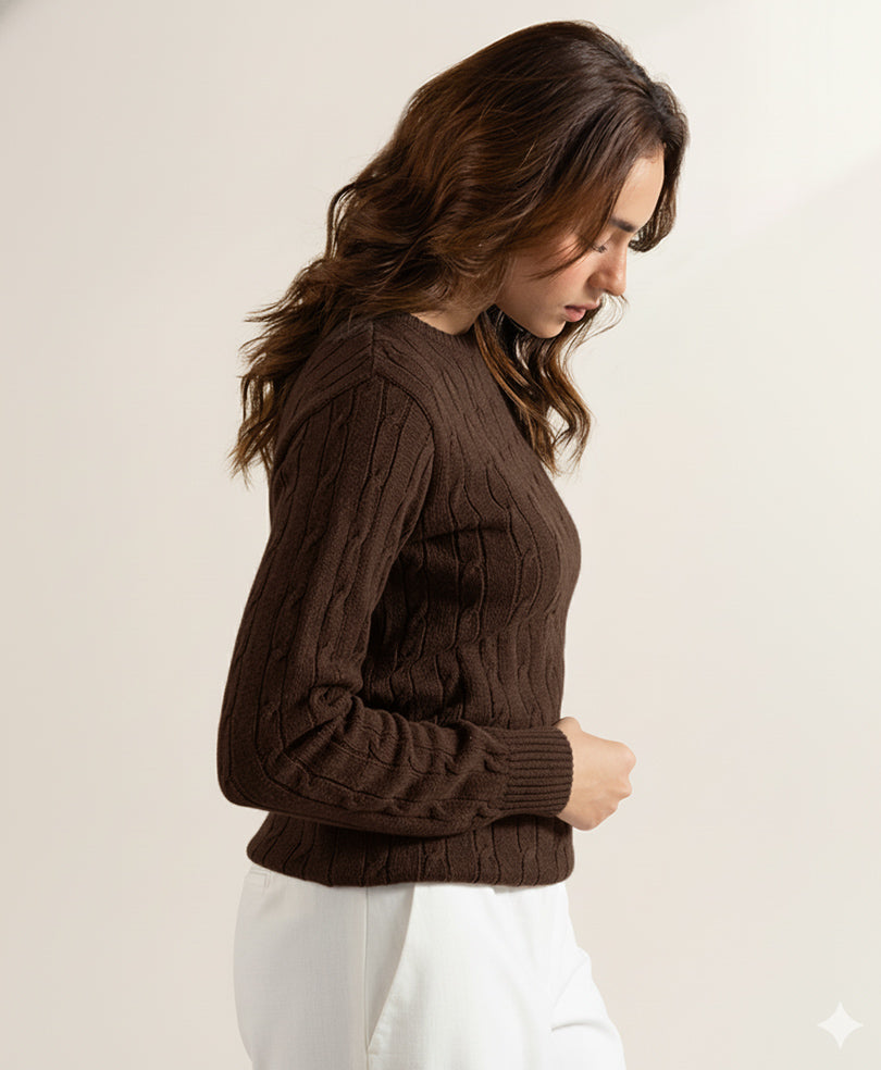 Chocolate Cable Knit Sweater (Women)