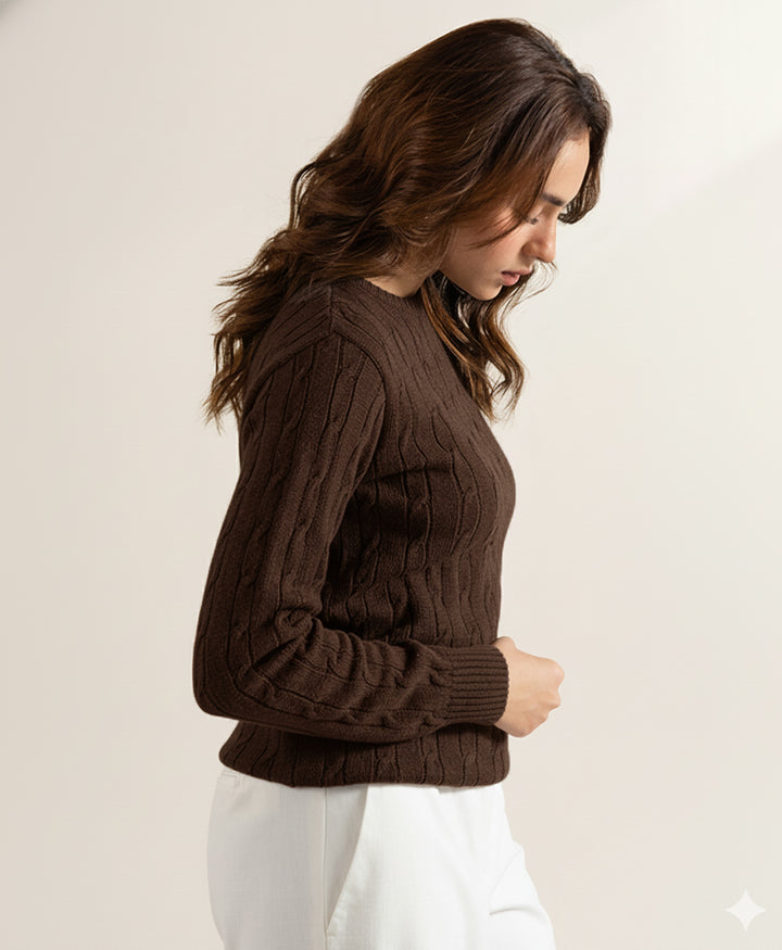 Chocolate Cable Knit Sweater (Women)