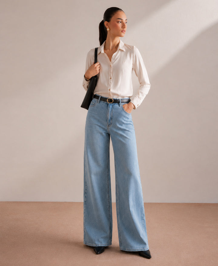 Light Blue Wide Leg Jeans (Women)