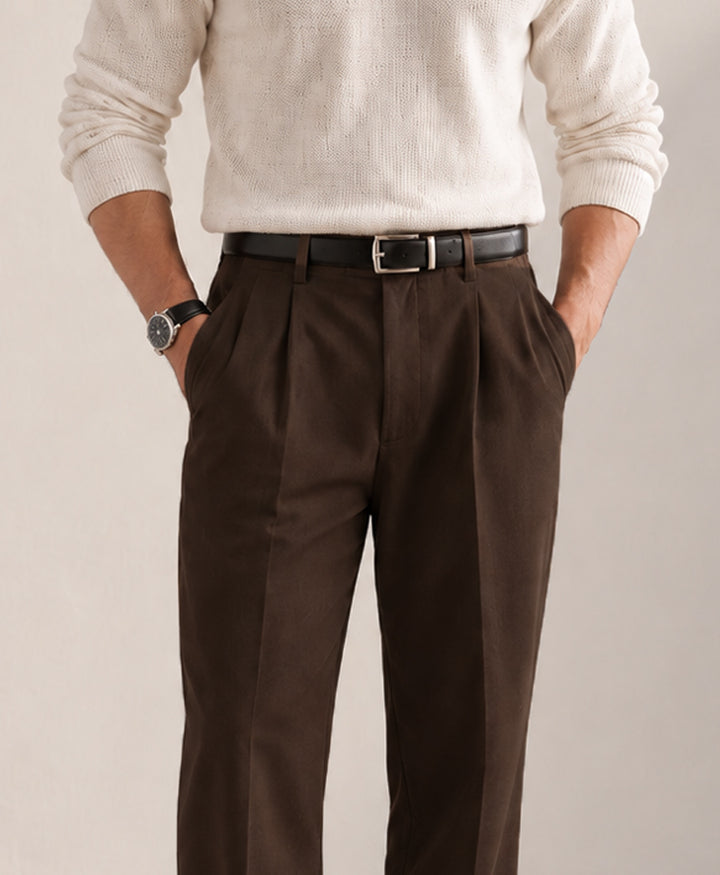 Chocolate Pleated Trouser Pants