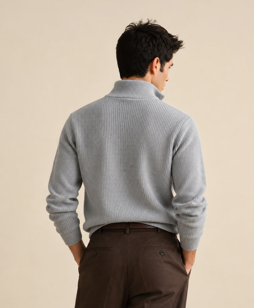 Grey Mock Zipper Sweater