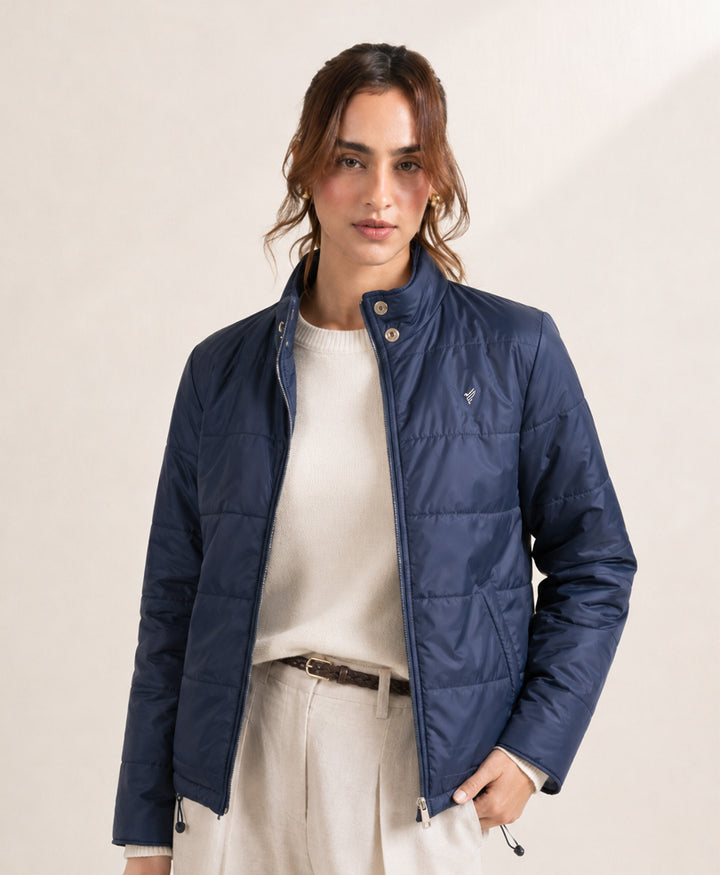 OFF White & Navy Reversible Quilted Jacket (Women)